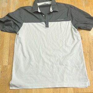 men’s M Travis Mathew gray and white golf polo